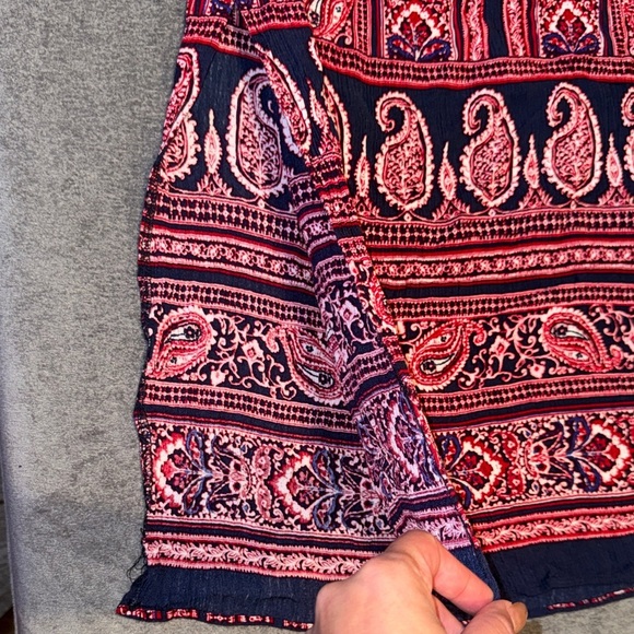 CB- Bohemian Paisley Print Maxi Skirt - Red and Blue Size Medium - Picture 7 of 10